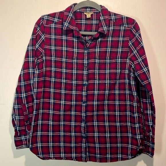 Woolrich- 100% Cotton Plaid Flannel Full Button Down Long Sleeve- Size L - Picture 1 of 6
